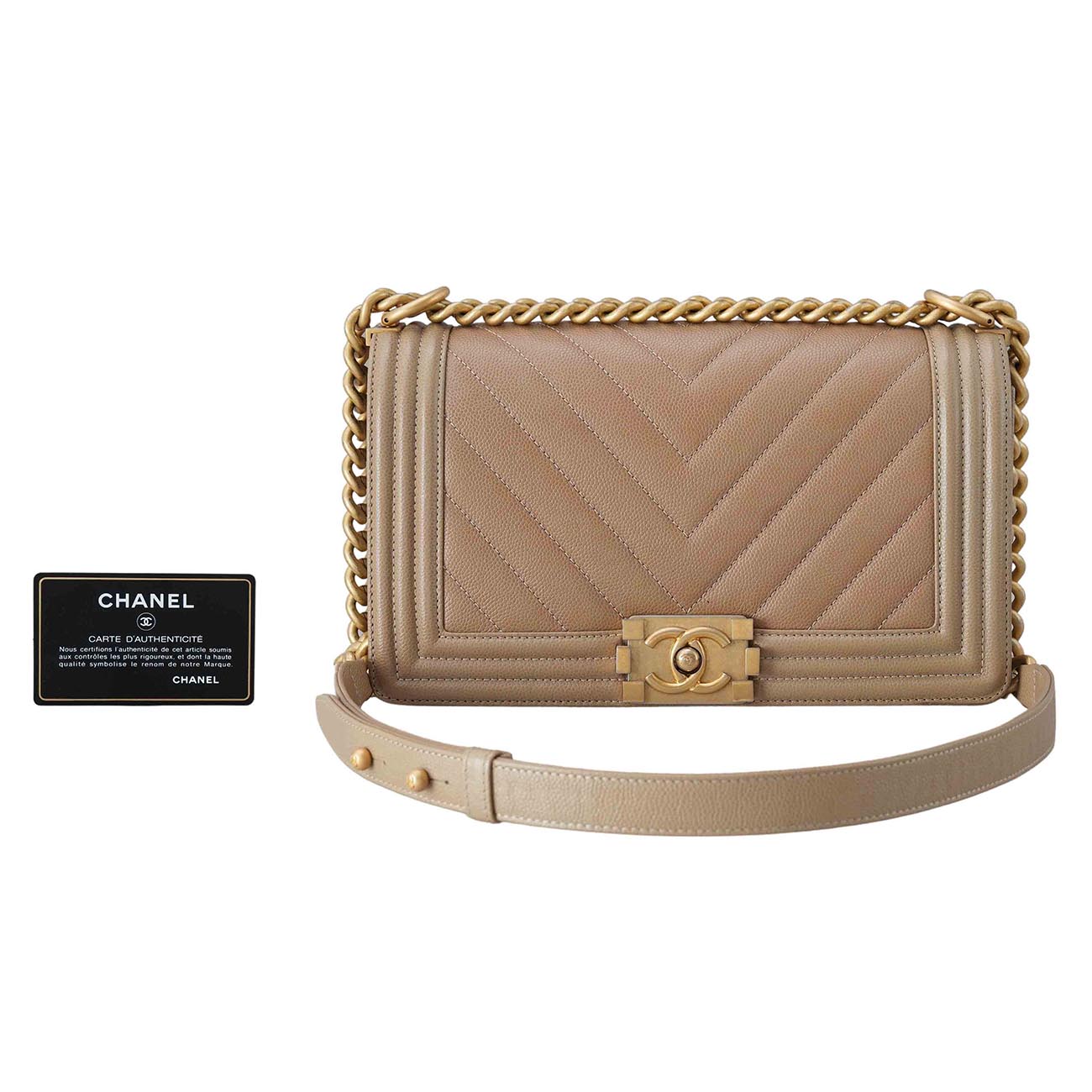 CHANEL(USED)샤넬 보이샤넬 캐비어 쉐브론 미듐